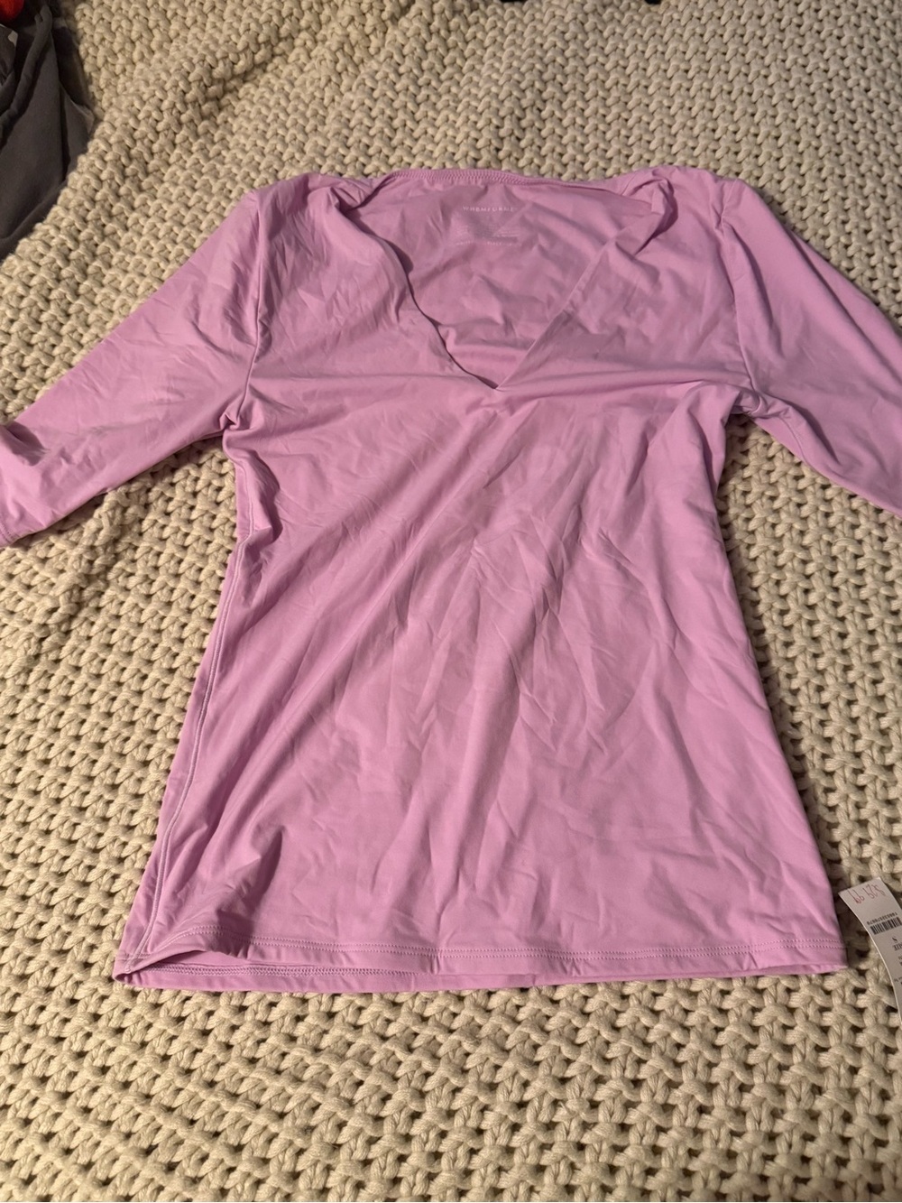 White House Black Market Pink V-Neck Long Sleeve Top